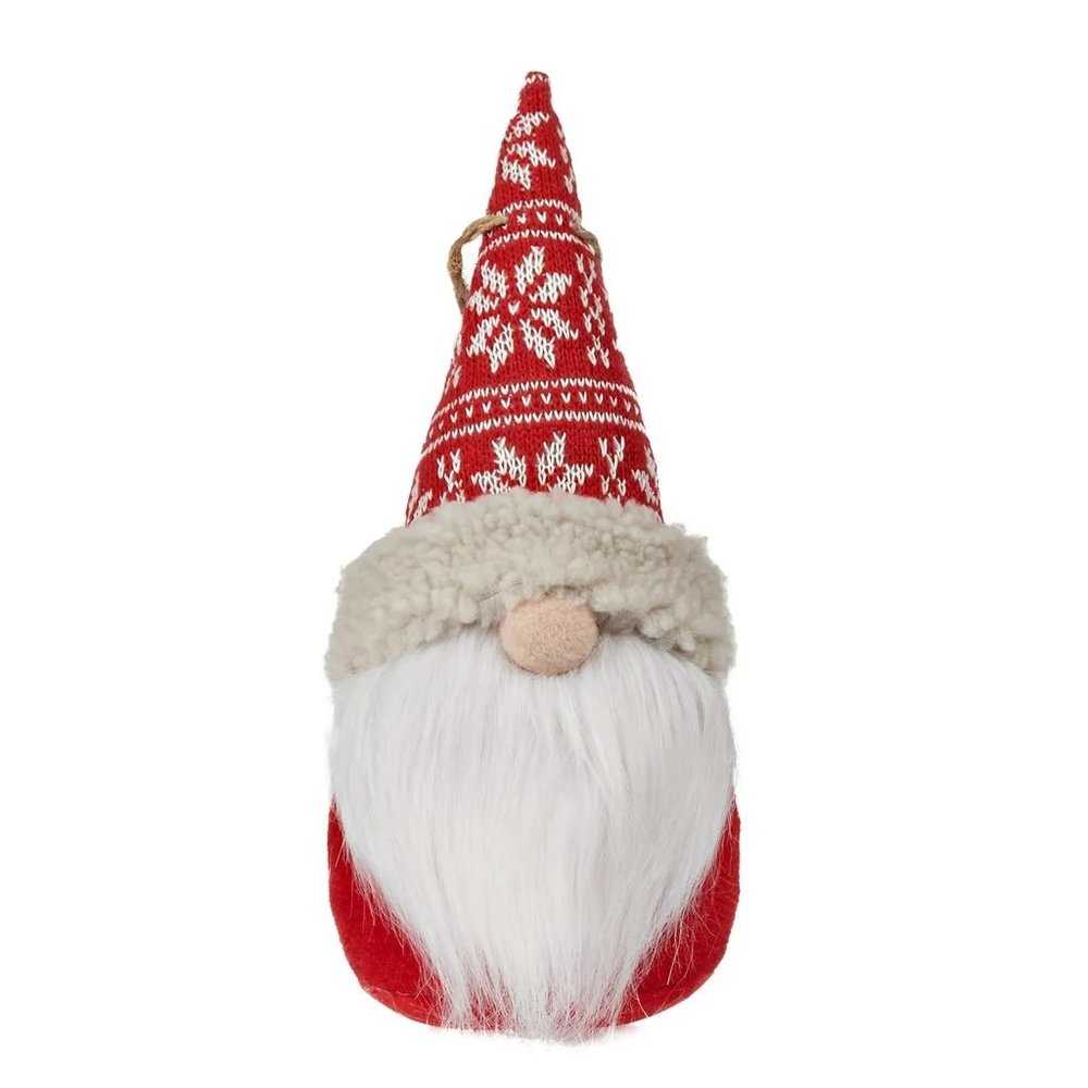 Holiday Time 10" Tall Jumbo Red and White Fabric Gnome Christmas Ornament